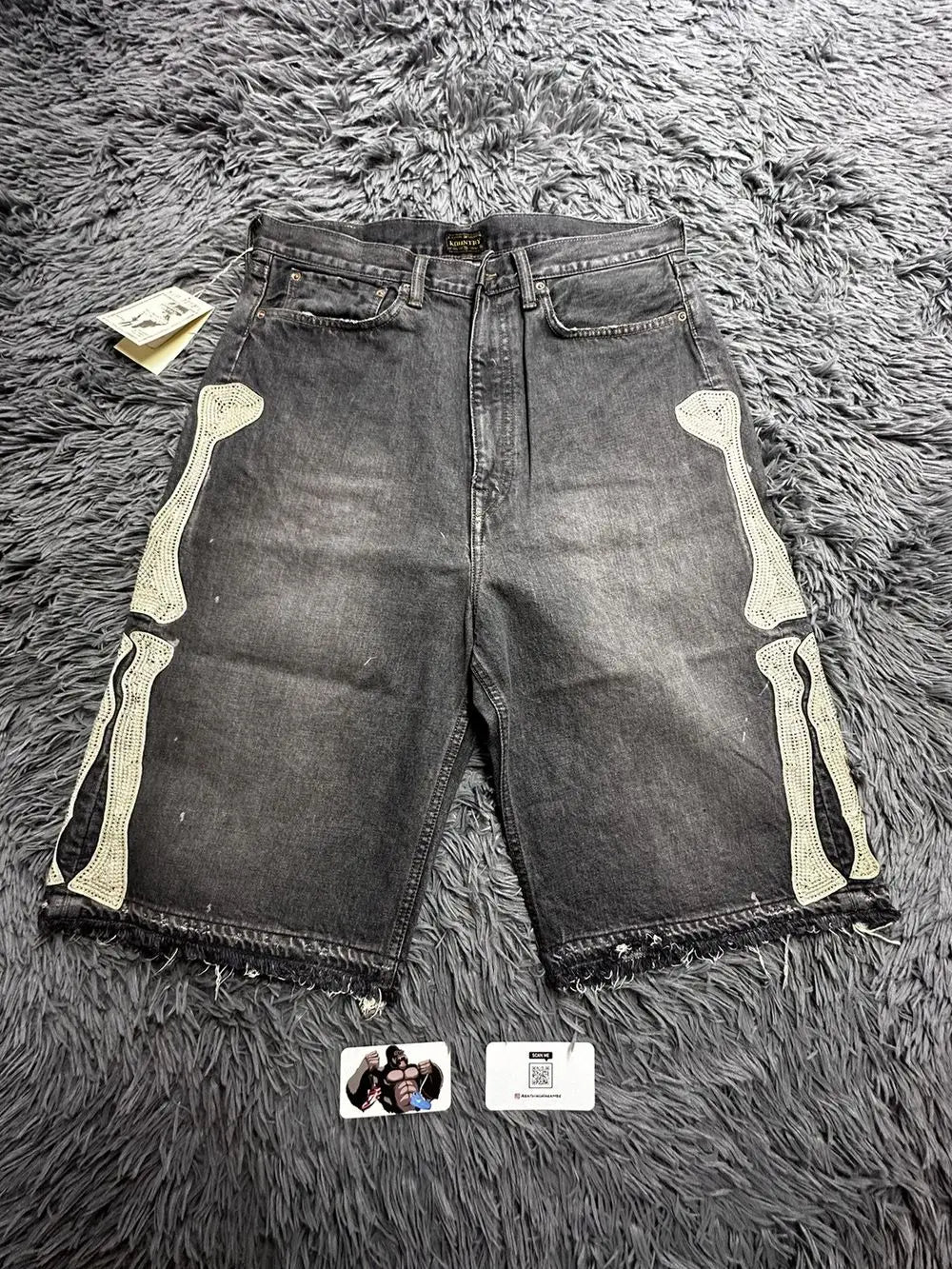 Summer retro skeleton denim shorts sports casual shorts new couple wearing street street 55 pants 2025 Europe and America