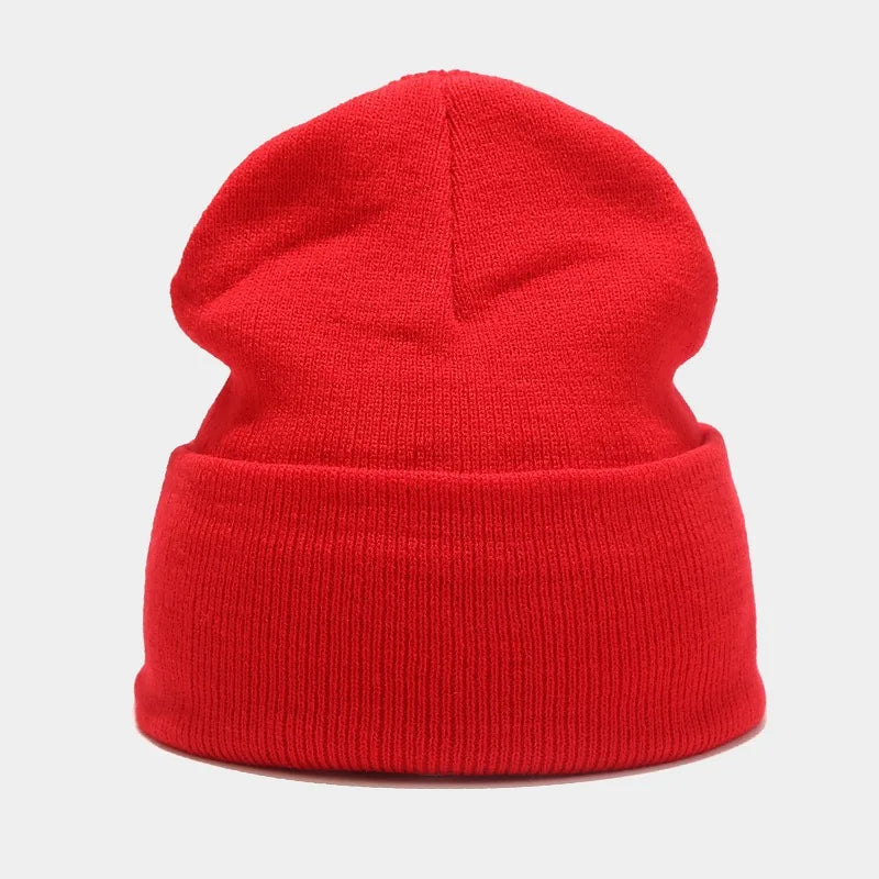 Solid color knitted hat autumn and winter men's and women's flanged pile cap cover, warm skateboard hip-hop cold hat