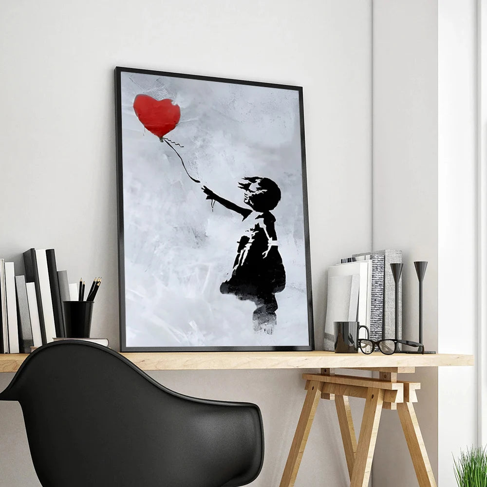 Street Graffiti Abstract Art Wall Posters Girl With Balloon Modern Home Room Decor Canvas Painting Mural Pictures Prints Artwork