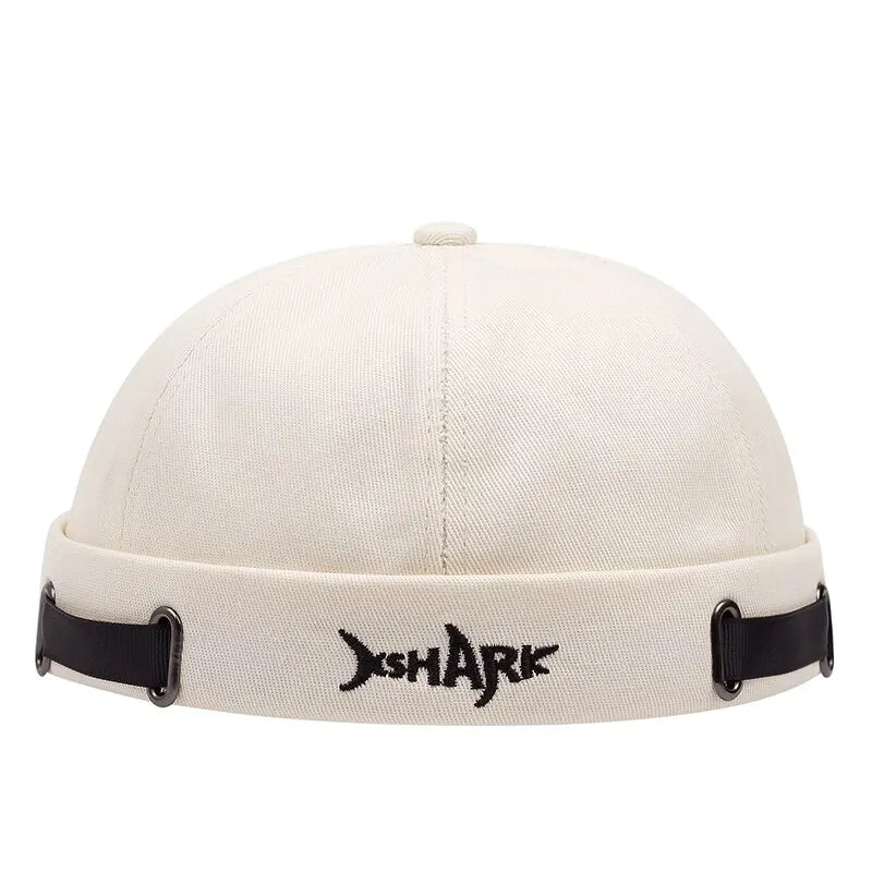 Vintage Brimless Hat Breathable Shark Beanie Hat Cotton Retro Men Adjustable Docker Cap Literary Sailor Cap Women Hip Hop Hat