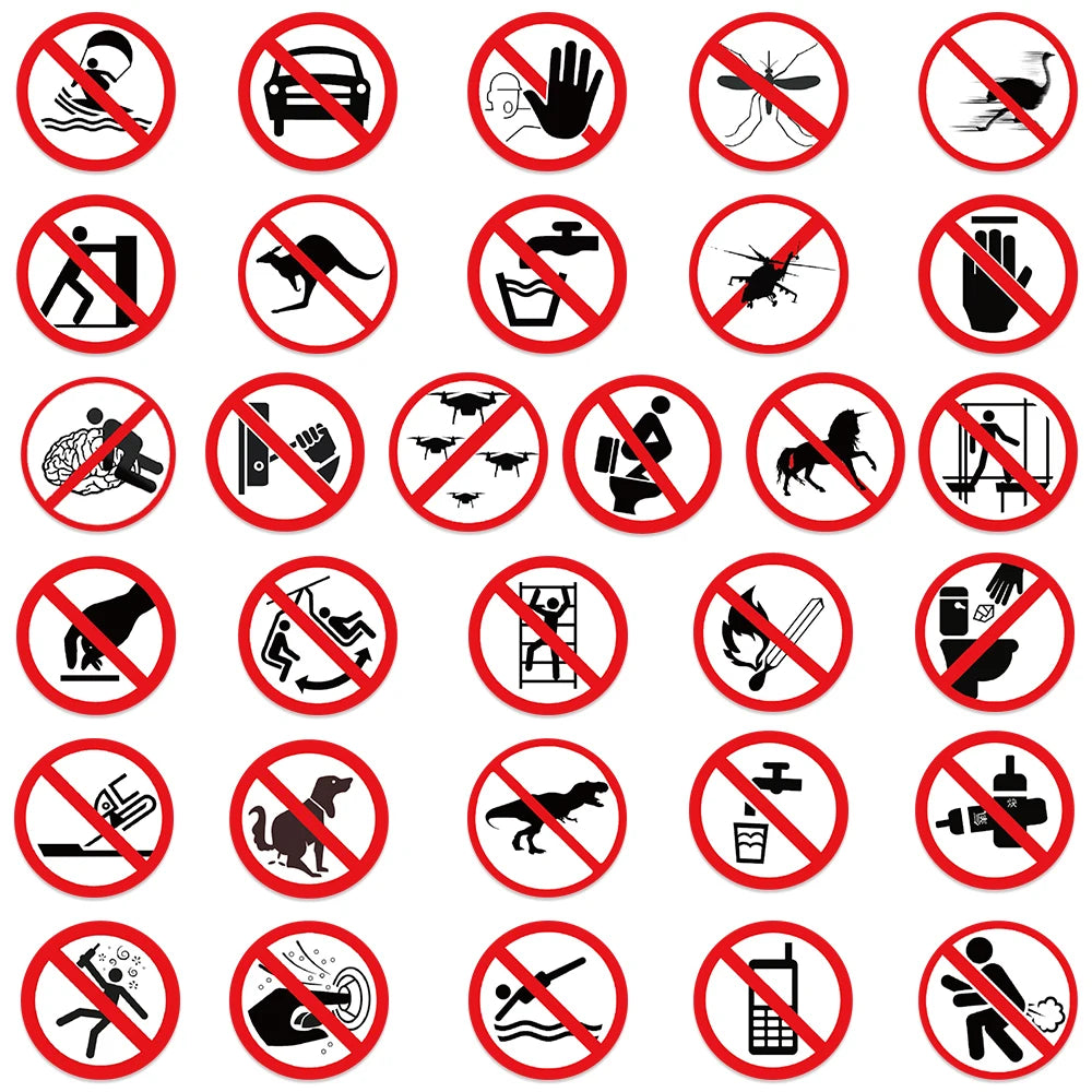 62 Pieces of Fun Warning Stickers for Luggage, Notebooks, Guitars, Skateboards, and Waterproof PVC Graffiti Stickers