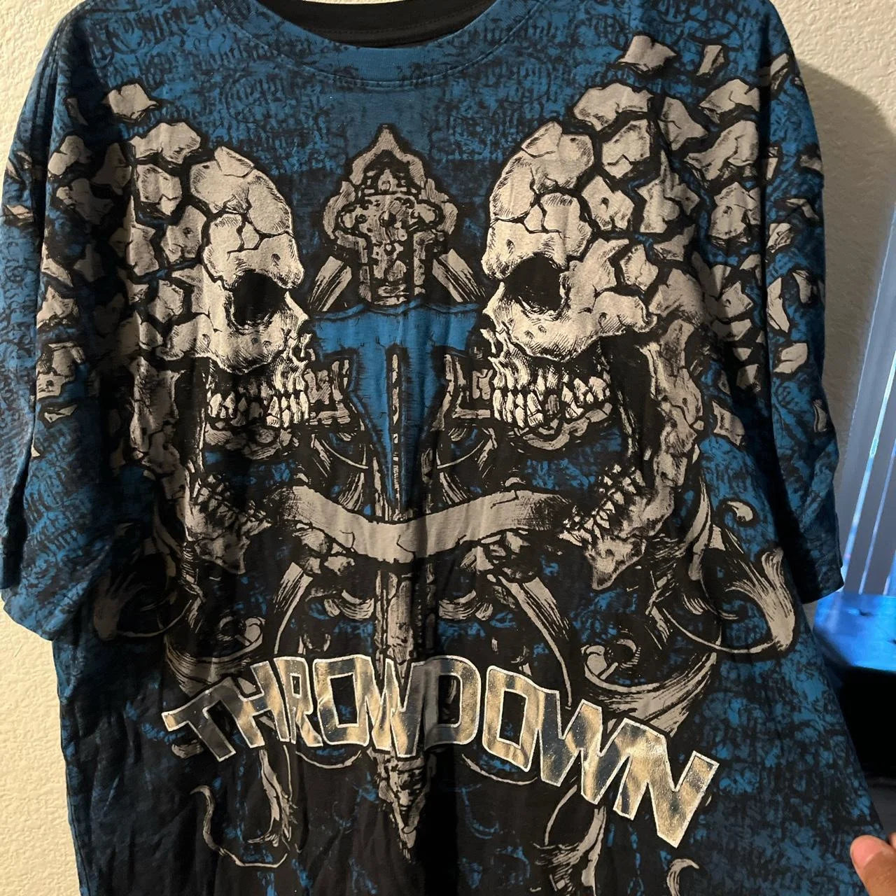 Hip Hop Multi-Element T-Shirt Mens American High Street Retro Loose Short-Sleeved Double-Sided Graffiti Printed Unisex Shirt