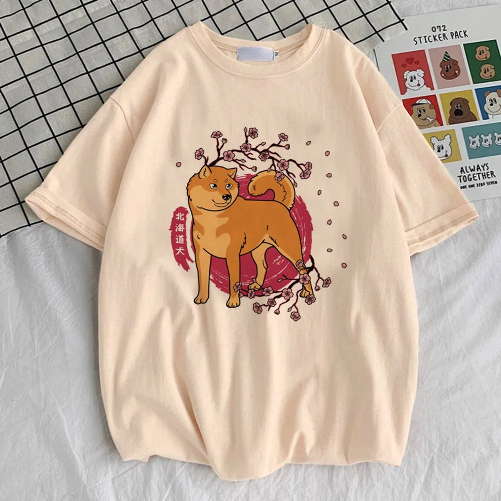Shiba Inu tshirt teen graphic Pop Culture Grunge Digital University shirt Trendy Vintage anime Breathable hip hop 2000s