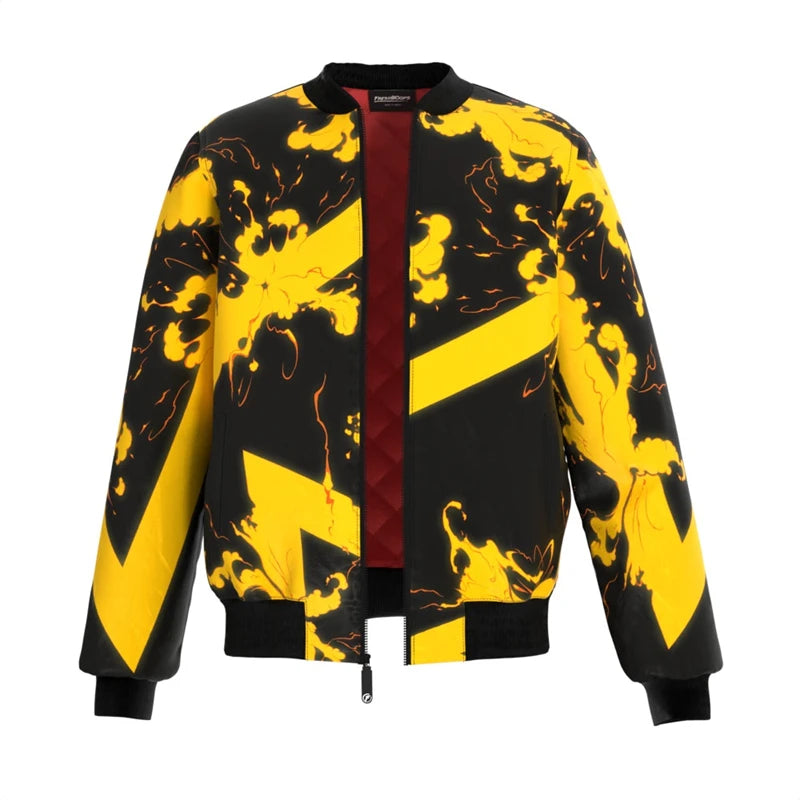 Irregular Stripes Graffiti Bomber Jacket for Men's Hip Hop Street Long Sleeve Zipper Jackets Autumn Outdoor Fashion Trend Coat