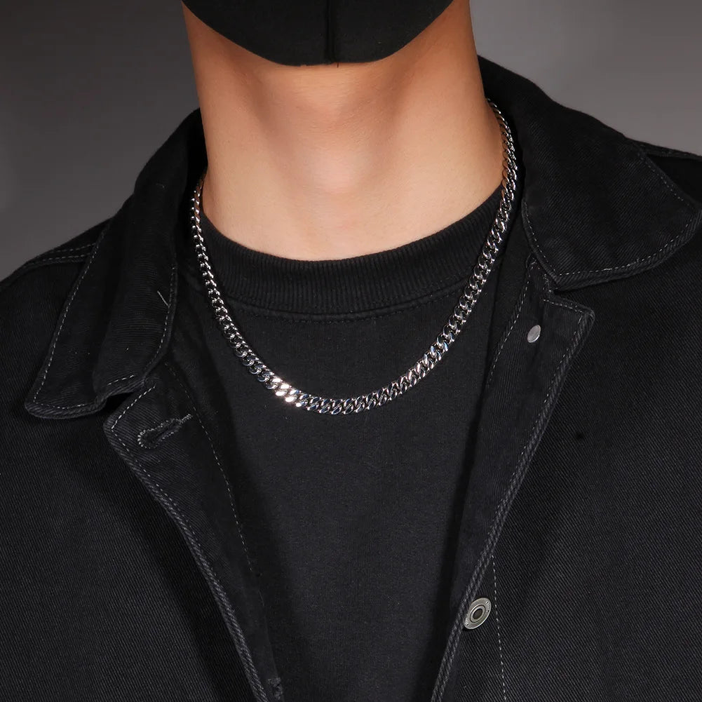 316 Stainless Steel Plated 18k Gold Fashion 8.10.12mm Encrypted Cuban Chain Rap Hip Hop Men Women Bracelet Necklace Accessories