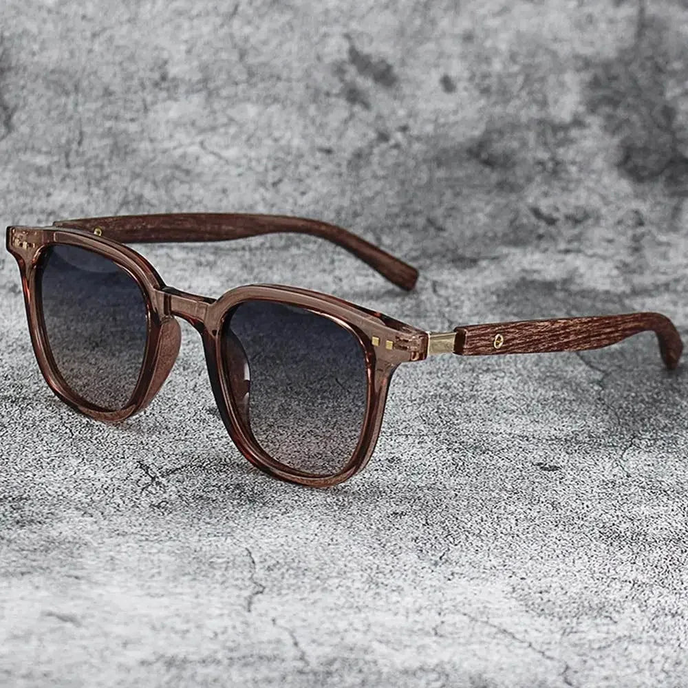 Trendy Retro Wood Grain Sunglasses - Polarized UV Protection for Men & Women, Perfect for Cycling & Outdoor Street Photography