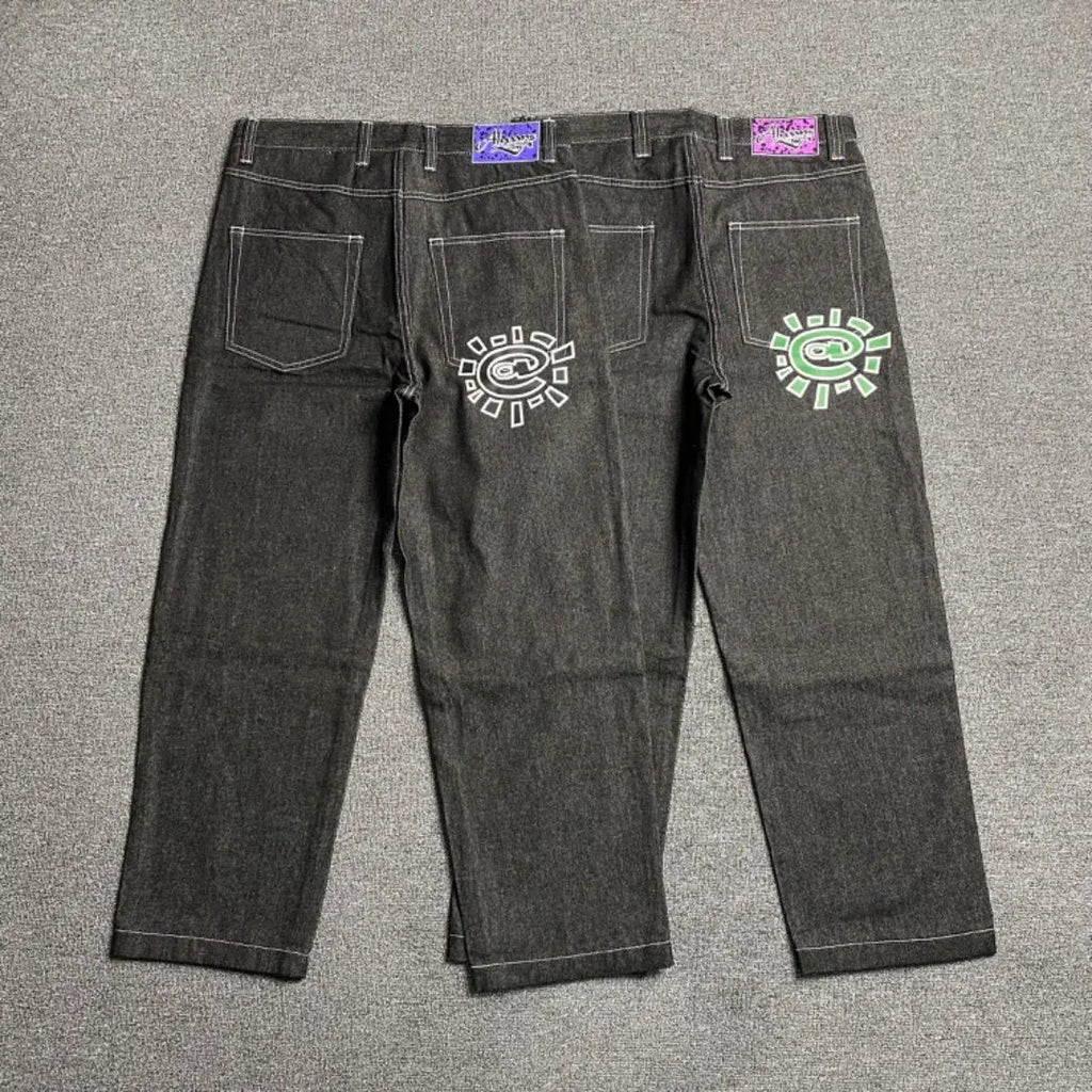 New Always Jeans High quality Printed Embroidery Straight Jeans Black Pants Men Jeans Printing Trend Street Wear AlwaysJeans Men