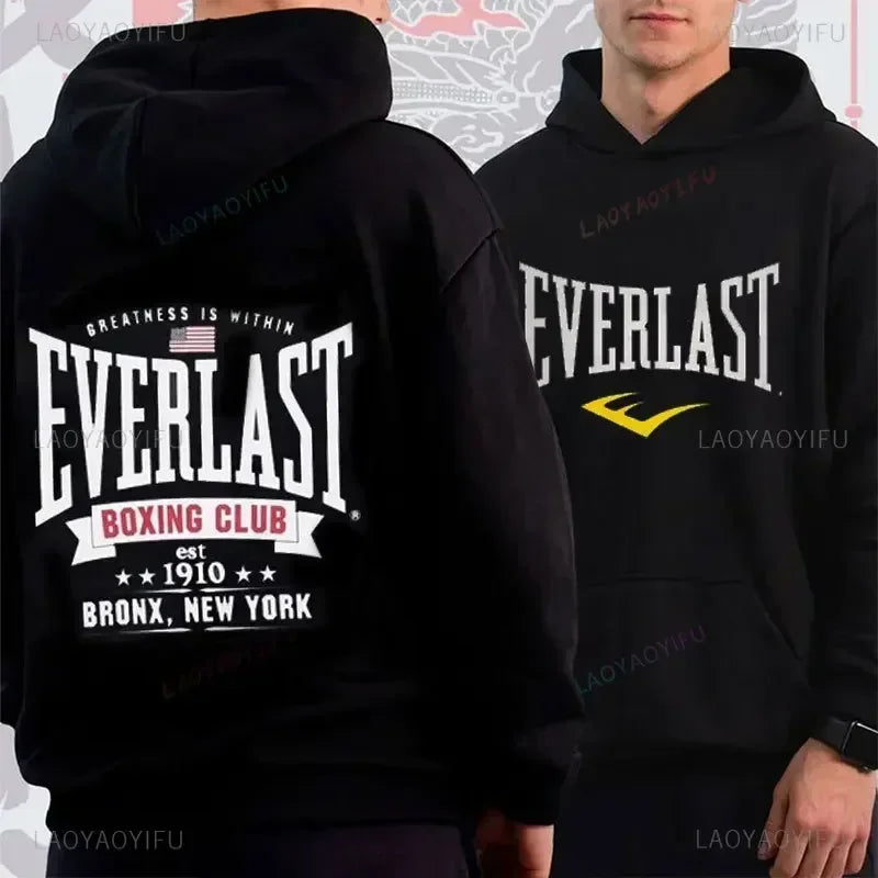 2025 Harajuku Casual Everlast Logo Font Graphic Hoodie Winter Man Sweatshirt Classic Hot Products Selling Street Wear Trends