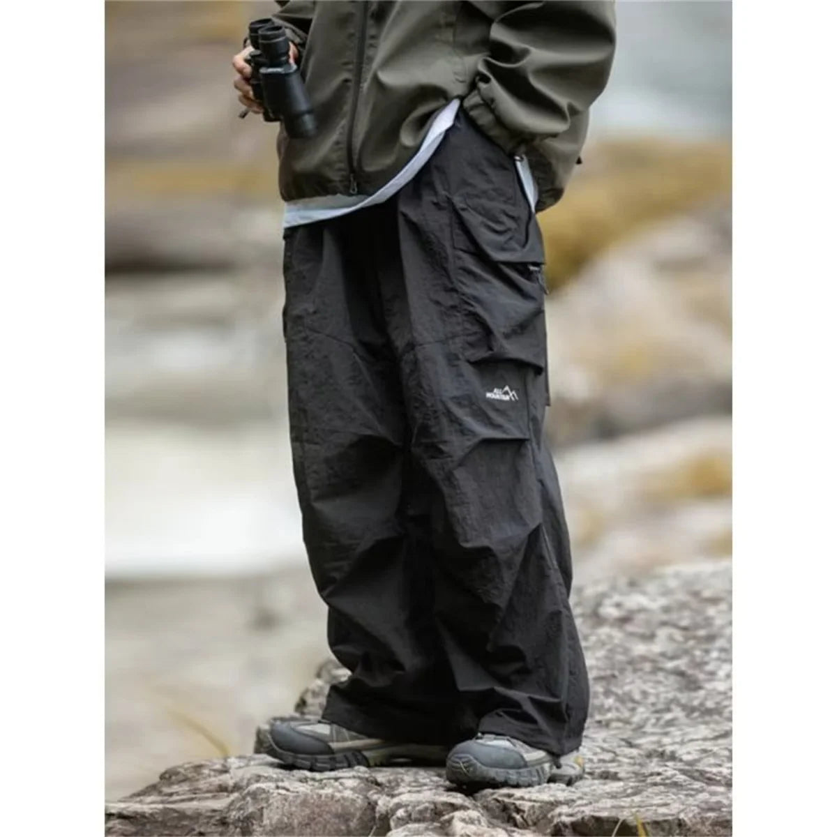 Men's Spring and Autumn New Waterproof Hip Hop Mountaineering Pants Casual Harajuku Work Pants Black Cargo Outwear Pants
