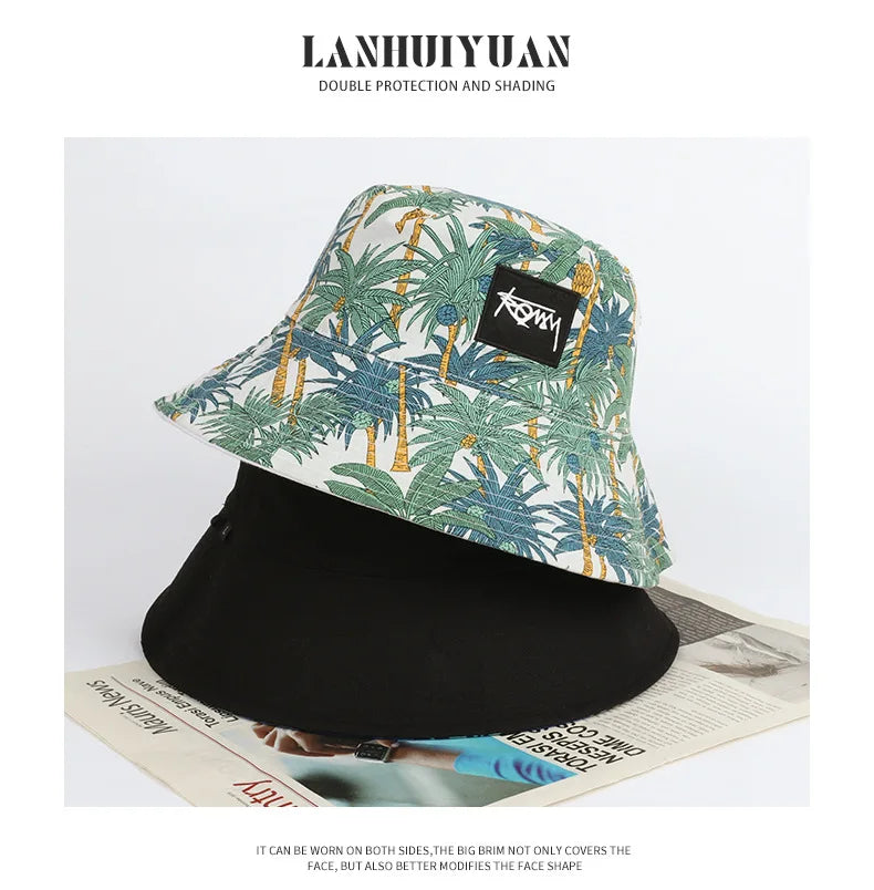 Big Head Size Fisherman Hat Male Reversible Hawaii Korean Spring Hats for Men Casual Panama Hat Bob Hip Hop Bucket Men Caps