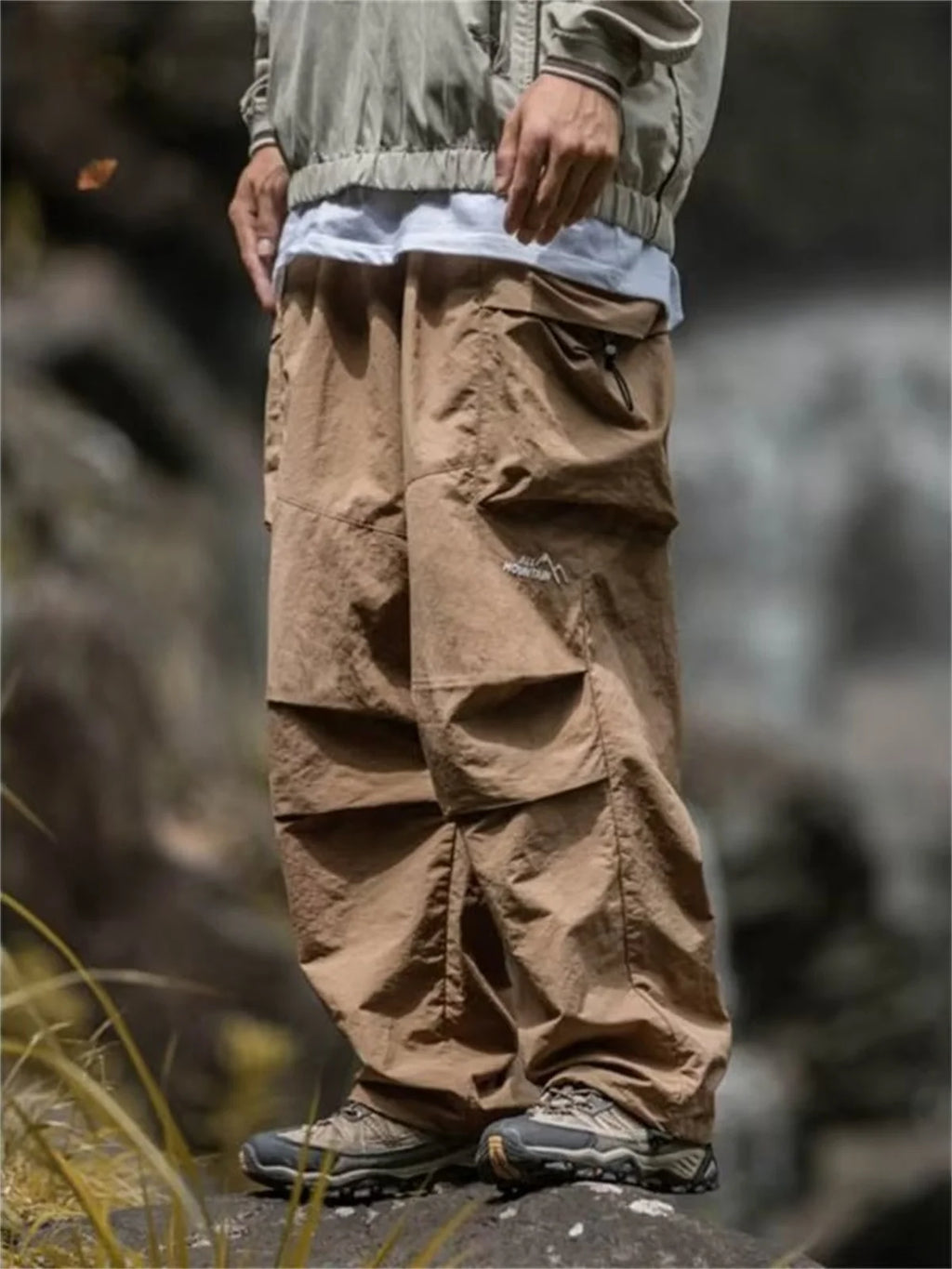 Men's Spring and Autumn New Waterproof Hip Hop Mountaineering Pants Casual Harajuku Work Pants Black Cargo Outwear Pants