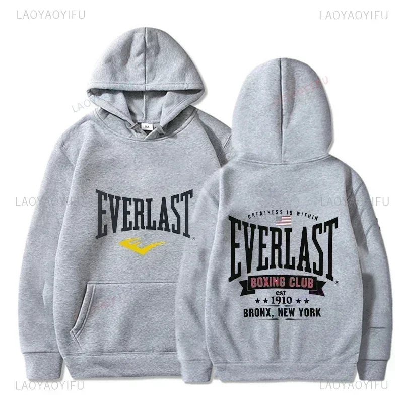 2025 Harajuku Casual Everlast Logo Font Graphic Hoodie Winter Man Sweatshirt Classic Hot Products Selling Street Wear Trends