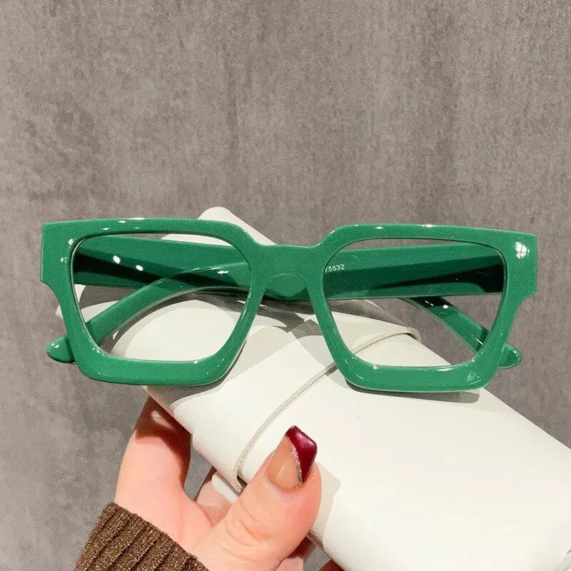Texture Thick Edge Square Frame Decoration Street Wear Flat Mirror European And American Anti-blue Glasses