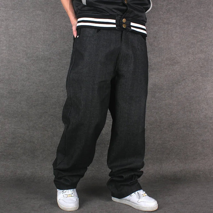 Male jeans Hip Hop Baggy Jeans Black Denim Loose Pants Rap Jeans Letter Written Boy Rapper Fashion  46 Famous Brand Jeans