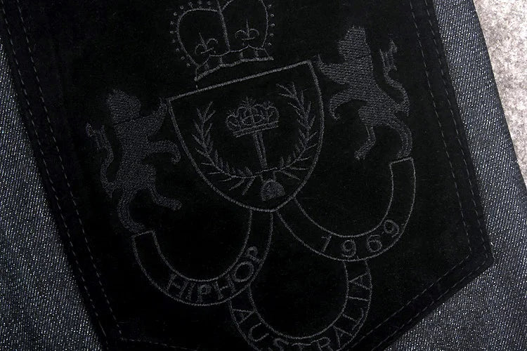 Male jeans Hip Hop Baggy Jeans Black Denim Loose Pants Rap Jeans Letter Written Boy Rapper Fashion  46 Famous Brand Jeans