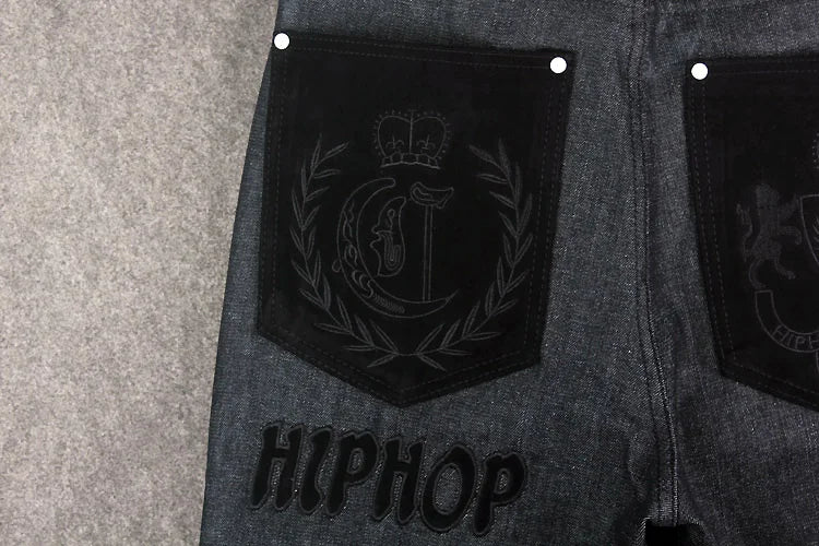 Male jeans Hip Hop Baggy Jeans Black Denim Loose Pants Rap Jeans Letter Written Boy Rapper Fashion  46 Famous Brand Jeans